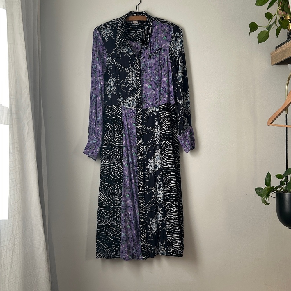 H&M Black and Purple Patchwork Maxi Dress